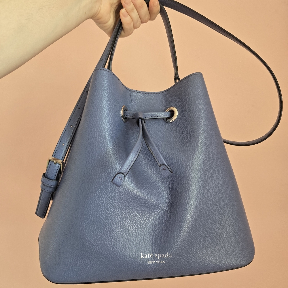 Kate Spade Blue Leather Bucket Bag